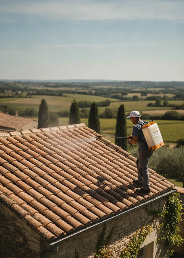 Couvreur installant une toiture en Gironde